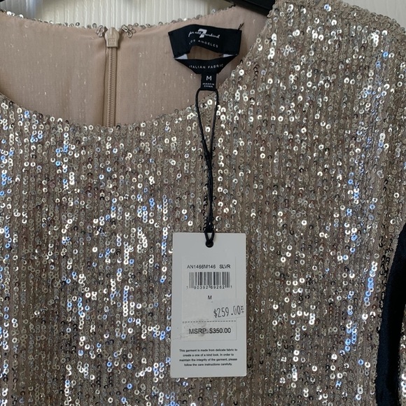 NWT 7 For all Mankind by Revolve Sequin Dress In silver & black contrast Medium - Picture 7 of 14